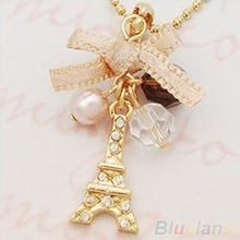 Latest Design Hot Eiffel Tower Pendant With Necklace Golden Plated Chain Fashion Jewelry 7DY7