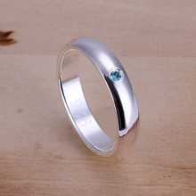 Lose Money Promotions! Wholesale 925 silver ring, 925 silver fashion jewelry, Glossy Blue Stone Inlay Ring SMTR105