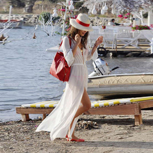 Maiô de mulheres Cover Up beachwear brilhante Caftan vestido praia Cover Up Bikini vestido de verão chiffon vestido longo