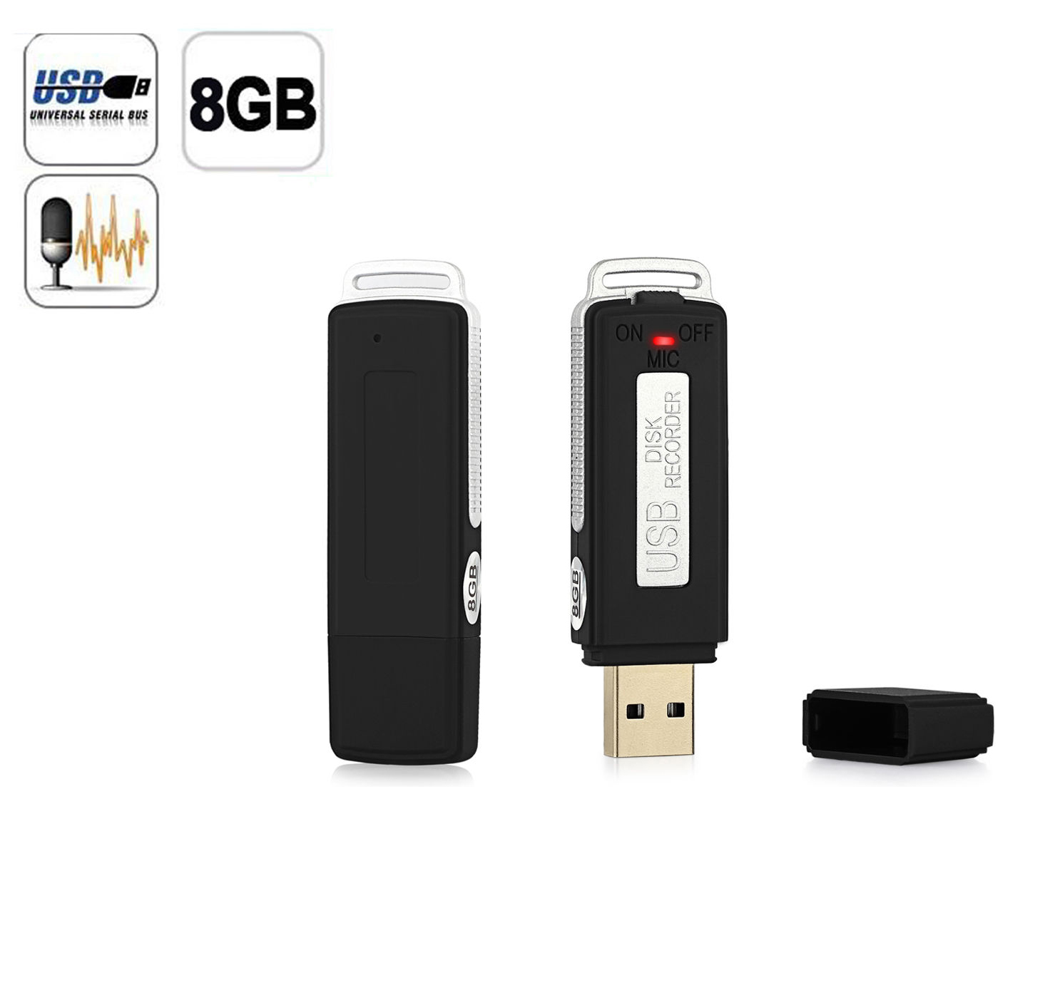 USB MEMORY STICK Portable Rechargeable 8GB HQ 650Hr Digital Audio Voice Recorder Pen Dictaphone black