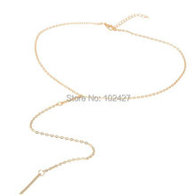 Fashion Womens Unique Gold Plated Bar Lariat Necklaces Geometric Necklace Gold Dainty Jewelry Minimalist Necklace Long