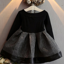 wholesale(5pcs/lot)-2016 spring brim black elestic waist princess dress for child girl