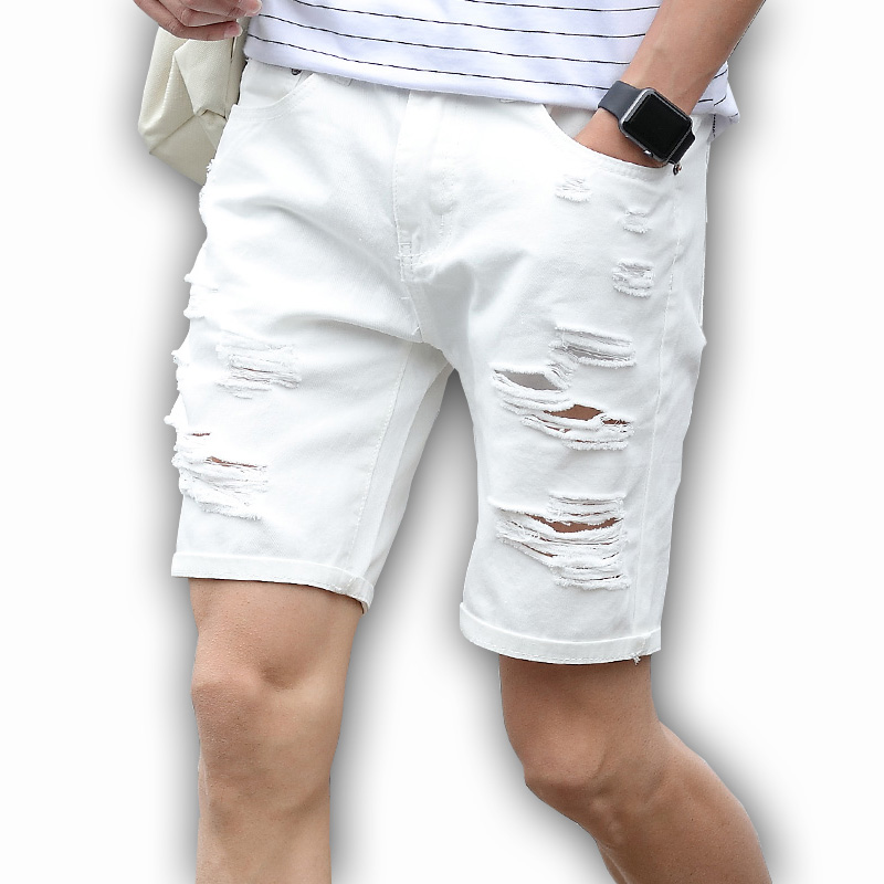 mens white denim shorts