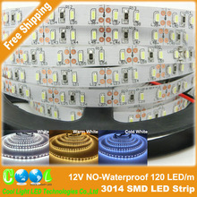 SMD 3014 LED Strip 120LEDs/m 12V flexible lighting White,Warm White color 5m/lot