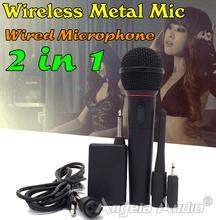 Free Shipping Wired Wireless FM Transmitter Receiver Microphone Handheld Mic System For PC Karaoke Conference Stage Tour Guide