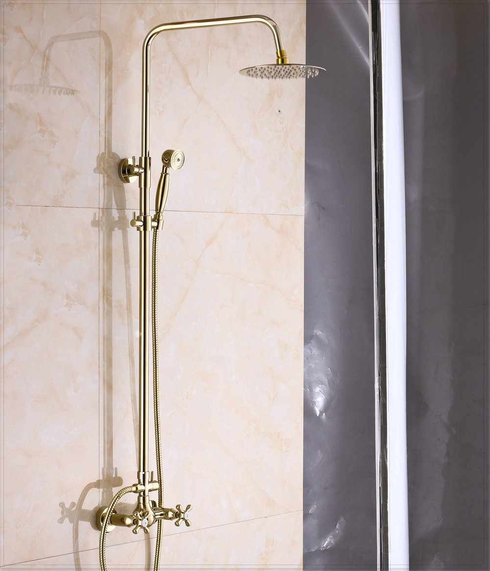 Wall Mount Bathroom Shower Set Mixer Faucet 8 inch Rain Shower Head