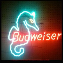 RARE VINTAGE SEAHORSE BUDWEISER Neon Bulbs Real Glass Tube Handcrafted Neon Sign Recreation Room Garage Custom LOGO Attract30X20