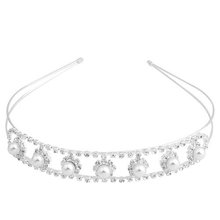 Wholesale Bridal Wedding Pearl Rhinestone Crown Silver Plated Women Children Tiaras Headband Accessories