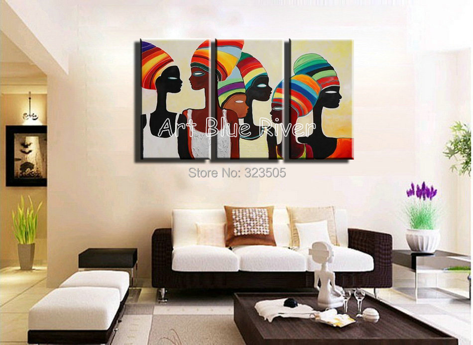 art handmade African women art oil painting on canvas for living room ...