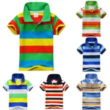 New Summer 1-7Y Baby Children Boys Striped T-shirts Kids Tops Sports Tee Polo Shirts Clothing Freeshipping