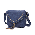 Stylish Rivets Cute Tassels Ladies Saddle Bag Nubuck Leather Fashion Small Crossbody Bag Retro Women Designer
