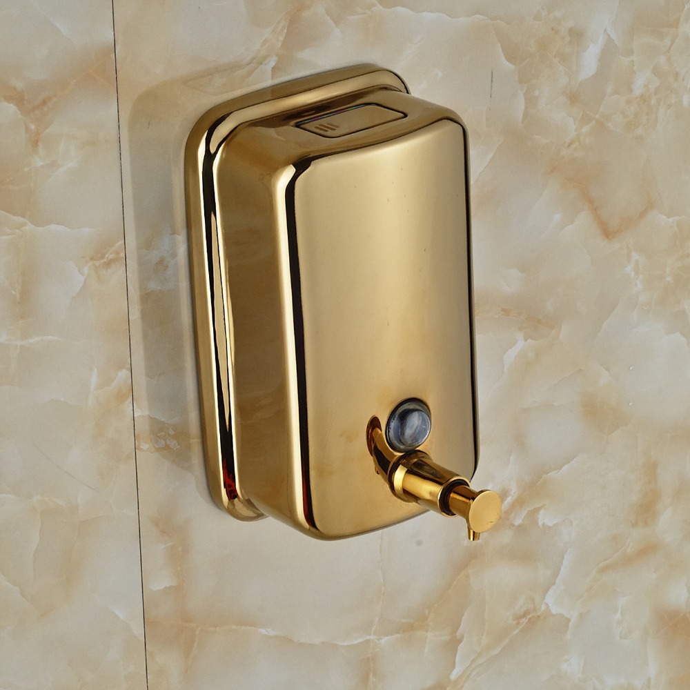 Free Shipping Bathroom Soap Dispenser Wall Mount 800 ML Soap Box Gold Finished