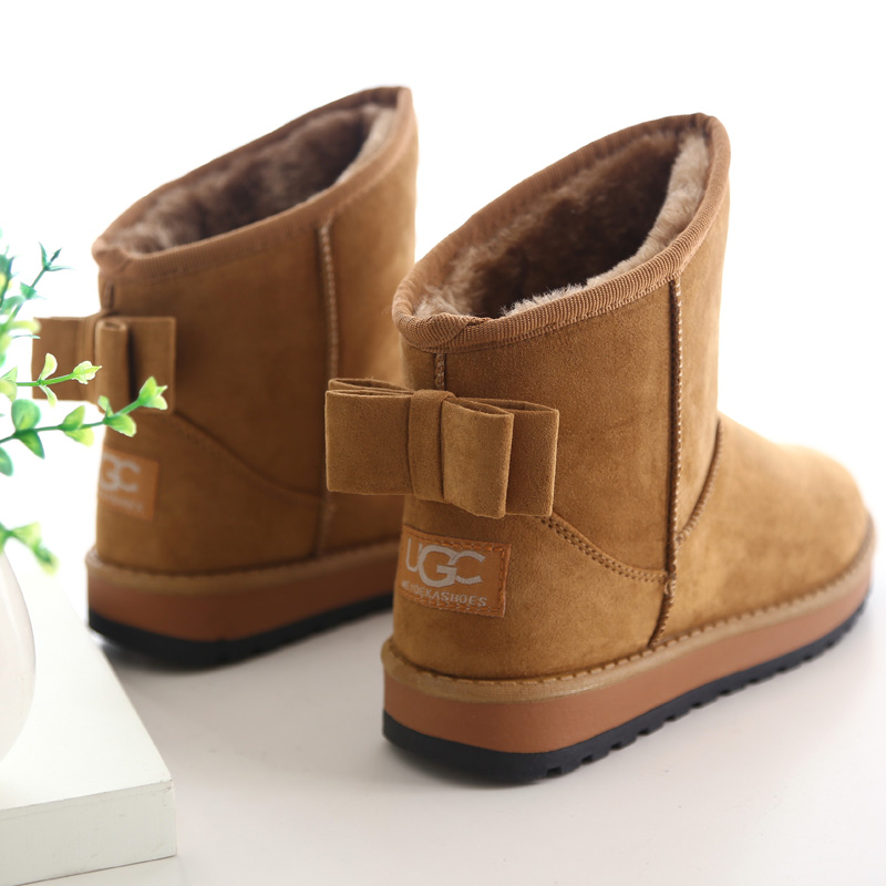 Moda de invierno cálido botines para mujer botas botas femininas UG C botas de nieve botas de mujer cálida 2015 nueva Bowtie mujeres zapato(China (Mainland))