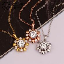 N848 Charming Women Necklace Party 18K Gold Plated Flower Austrian Crystal Pendant Necklace Jewlery Vintage Statement