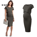 Elastic Tencel Summer Elegant Office Lady Vestidos Loose Maternity Dresses Pregnancy Clothes Nursing Dress for Pregnant