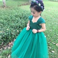 Dark Green Dress For Little Girls Sleeveless Ballgown Girl Costumes Party Dress