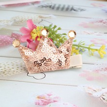 New Design Shiny Rhinestone Sequin Crown hairpins Girls Tiaras Hair Accessories 45*35mm Children Accessories Baby Hair Clip
