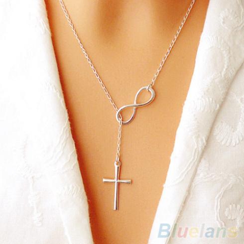 Simple 8 Shaped Cross Collar Choker Statement Necklace Women Jewelry 1ORJ