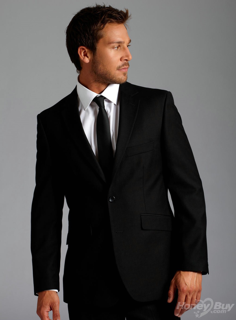 62.1 Custom Made! Popular Handsome Side Vents Luxuriant Soft Wool Black 2 Piece Men Suits Customized(Jacket+Pants+Tie)