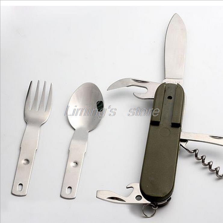 Free Shipping Multifunctional Stainless Steel Pocket Folding Army Style