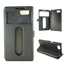 High quality PU double window silk grain cell phone holster Case For Lenovo VIBE Z2 Pro