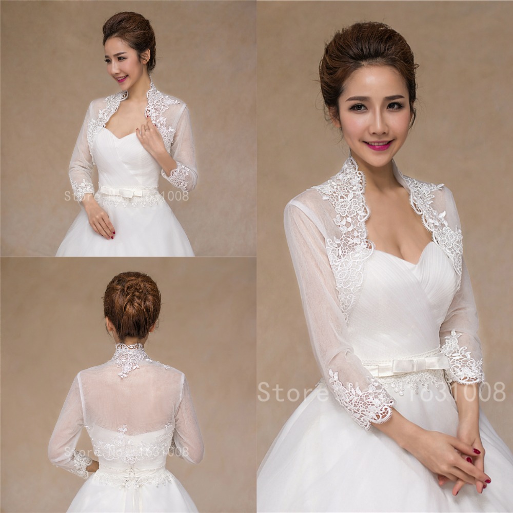 B 002 Hot 2015 New Bridal Bolero full sleeve jacket scoop wedding
