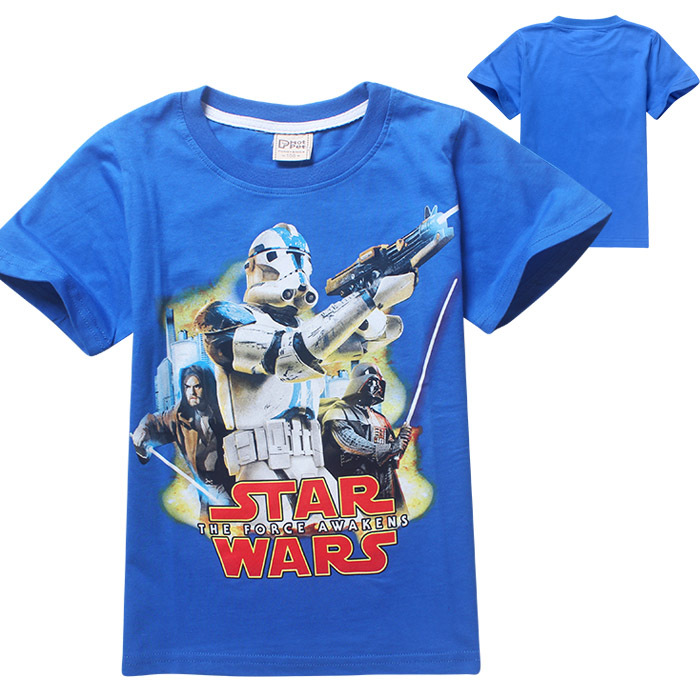 4 12y Boy Clothes 2016 Summer Style STAR WARS 100 Cotton O Neck Short Sleeve