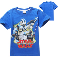 (4-12y) Boy Clothes 2016 Summer Style STAR WARS 100% Cotton O-Neck Short Sleeve Boys T-shirt Cartoon Planet Boy Clothing