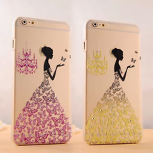 Rhinestone case for iphone 6 4.7 inch soft ultra thin transparent TPU girl phone cover diamond i6 by mobile Accessories i cases