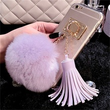 For IPhone6 plus new for Apple phone shell 5.5 6 4.7 lanyard 5S phone shell silicone sleeve Rex hair balls free shipping