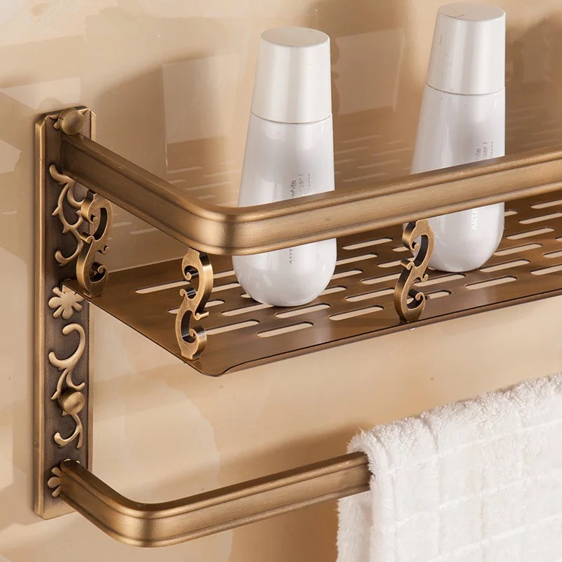 Description Picture 3 of itemBathroom shelf 50cm length antique aluminum bathroom corner shelf bathroom holder shower room basket bathroom accessories MH8510