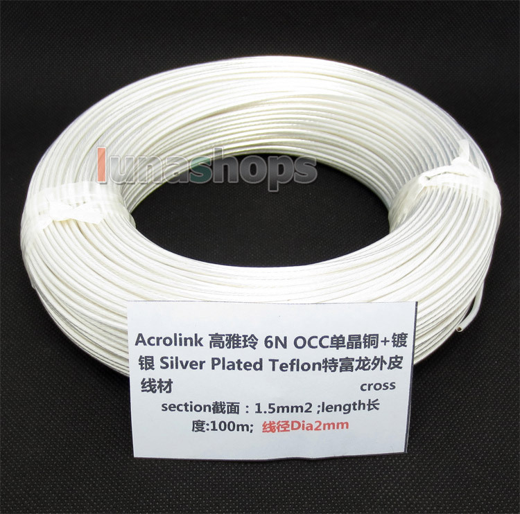 100m Acrolink Silver Plated 6N OCC Signal Teflon Wire Cable 1.5mm2 Dia:2mm For DIY  LN004375