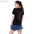 Qlychee Casual Spring Women T shirt Rose Floral Print Short Sleeve T shirt Loose Lady Tee
