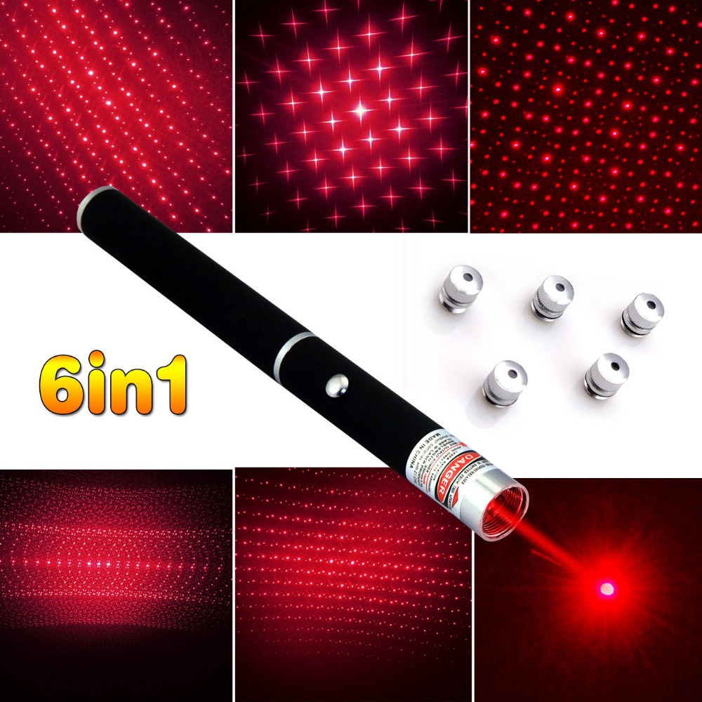 High Power 5mw 6in1 Red Laser Pointer Pen Beam Light Military Caneta Laser Verde Mira Laser