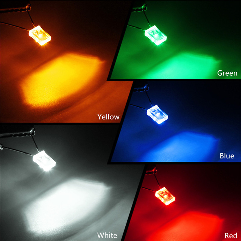 100pcs Rectangular Square LED Emitting Diodes Light LEDs Bulbs Water HU