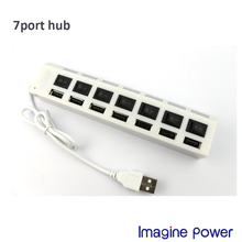 High Speed and High quality 7 Port USB 2.0 HUB Expansion Power Adapter For Notebook PC Smartphone Phone free shipping