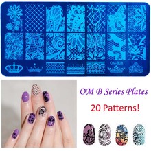 2016 20 Styles DIY Image 12x6cm OM Series Stamping Plates Fashion Nail Art Templates Stencils Salon Beauty Polish Tools for Xmas