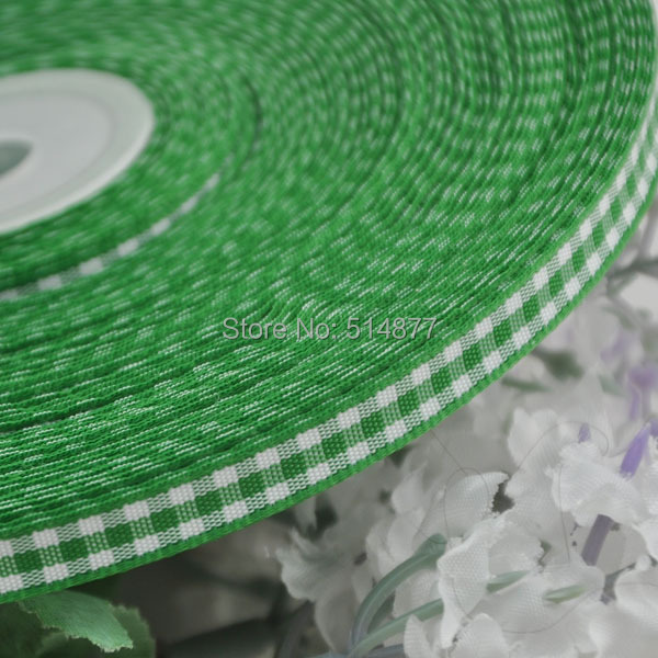 2 8 6mm Green font b tartan b font plaid ribbon bows appliques craft sewing doll