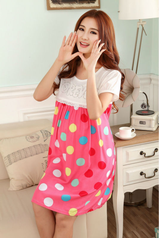 Colorful dots Pink casual dress for pregnant clothes summer maternity wear nursing clothes for pregnancy breast feeding clothing 8