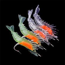 4Pcs Silicone Simulation Noctilucent Soft Prawn Shrimp Fishing Lure Hook Bait#45662
