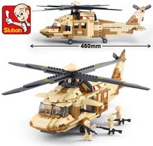 Sluban B0509 UH-6OL The Army Military Black Hawk Helicopters Minifigure Building Blocks Warcraft Fighter Toys Compatible With SY
