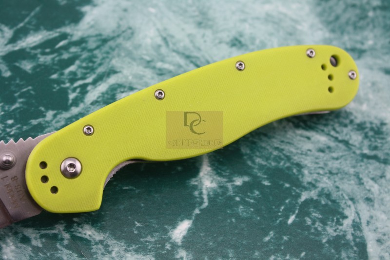 New Ontario RAT Model 1 Big Size Folding knife AUS 8 Blade Yellow G10 handle High
