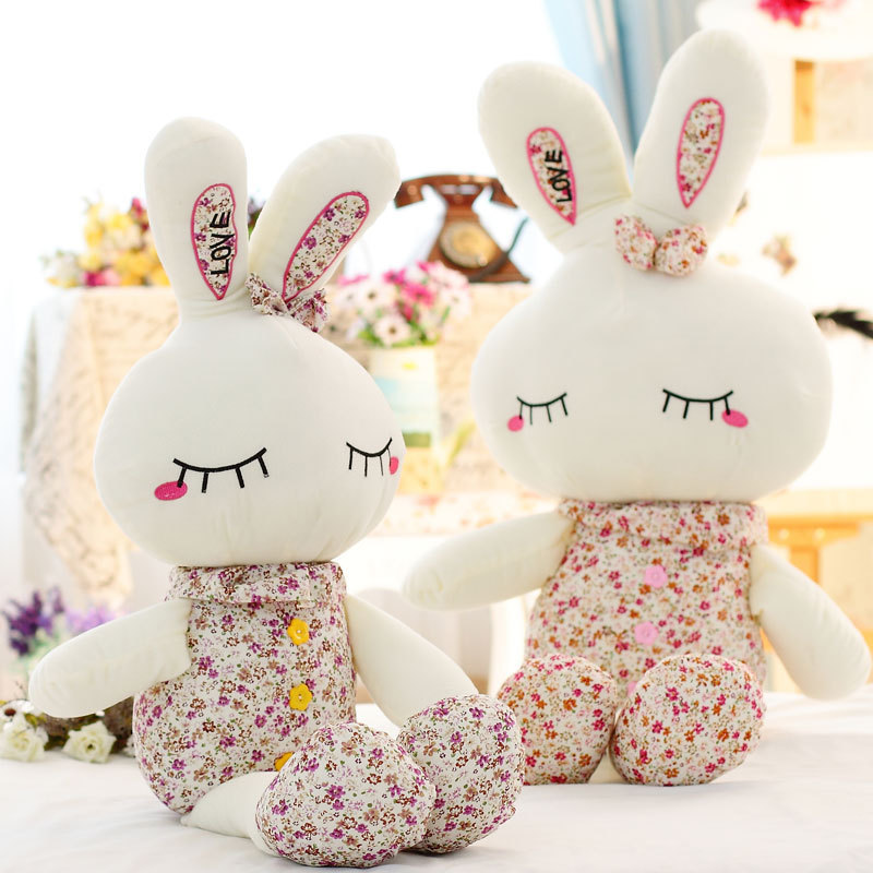 Cute Plush Love Floral Rabbit Toys&Hobbies Giant Stuffed Animals Bunny Doll Gift