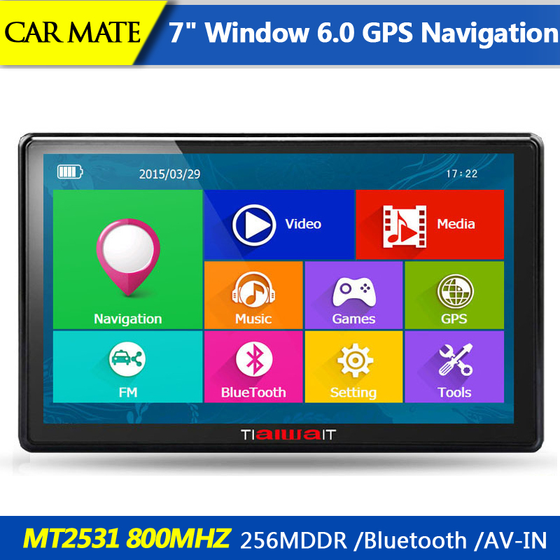 2015 New 7 inch HD Car GPS Navigation Capacitive screen Bluetooth DDR 800MHZ Rear view FM