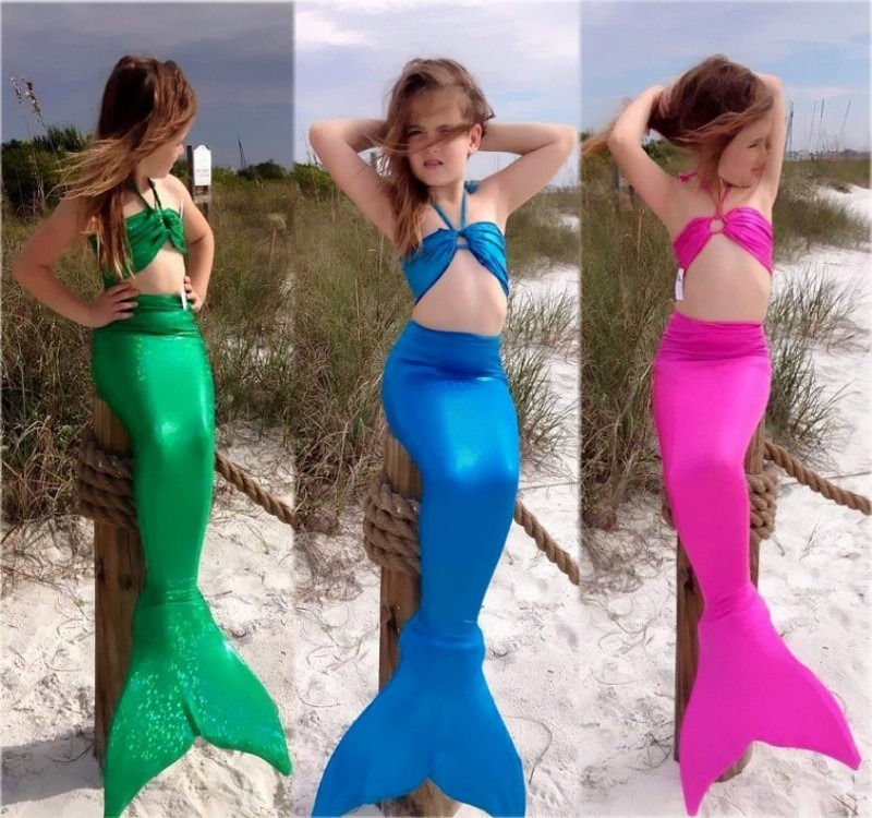Summer Girl Kids Mermaid Tail Swimwear Children Bikini Bathing Suit Swimsuit Beach Wear Baby Swimming Costume