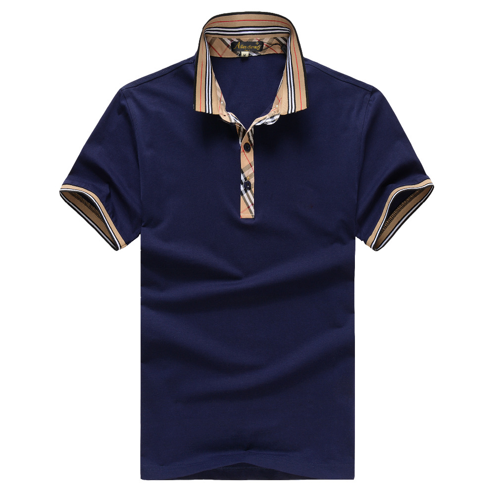 High quality men s polo 2016 summer stripe new 100 cotton font b plaid b font