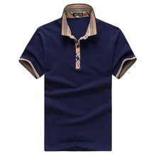 High quality men s polo 2016 summer stripe new 100 cotton font b plaid b font