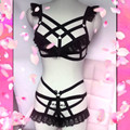 2016 new personal custom pastel goth garter belt body harness set Rave wear sexy women cage
