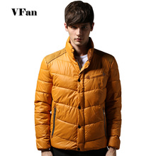 Solid Color Men Down Coat Casual Thicken Winter New Arrival Men Clothes Standing Collar Zipper Down Jacket Z1763-Euro