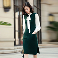 2016 latest women s fashion slim fitting knee length tank dress with solid color O neck